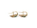 14k Yellow Gold Vintage Oval Nephrite Jade Cabachon Earrings