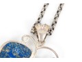 Sterling Silver Chunky Curb Chain With An Impactul Lapis And Jasper Pendant