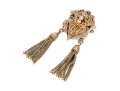 Gold Filled Antique Fringed Mourners Brooch With Black Enamel And Seed Pearls