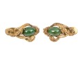 14k Yellow Gold Vintage Oval Nephrite Jade Cabachon Earrings