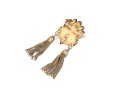 Gold Filled Antique Fringed Mourners Brooch With Black Enamel And Seed Pearls