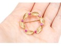 14k Yellow Gold Retro Ruby And Foliate Set Circle Pin, App. 0.72 TCW