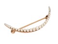 14k Yellow Gold Antique Half Moon Shape Seed Pearl Set Pin