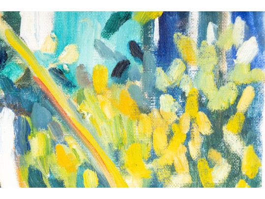 Hannah Cole Buie (American, B. 1955) Patio Scene Oil On Board Painting