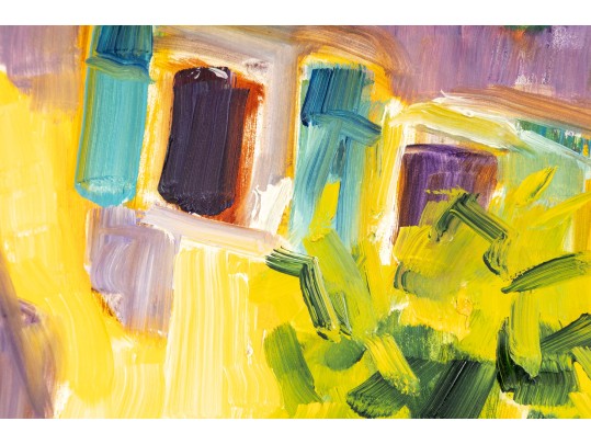 Hannah Cole Buie (American, B. 1955) French Residence Oil On Board Painting