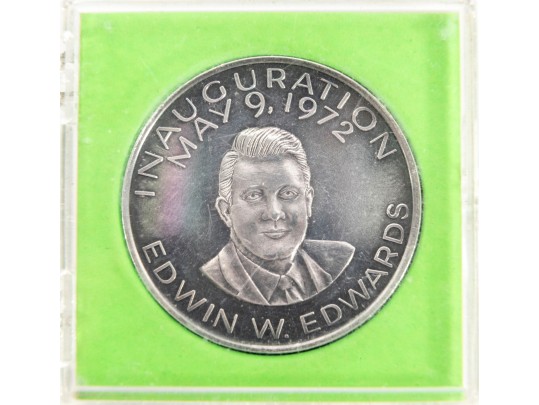 Louisiana Barco Mint Edwin Edwards Ten Gauge .999 Fine Silver Medallion W/ Certificate