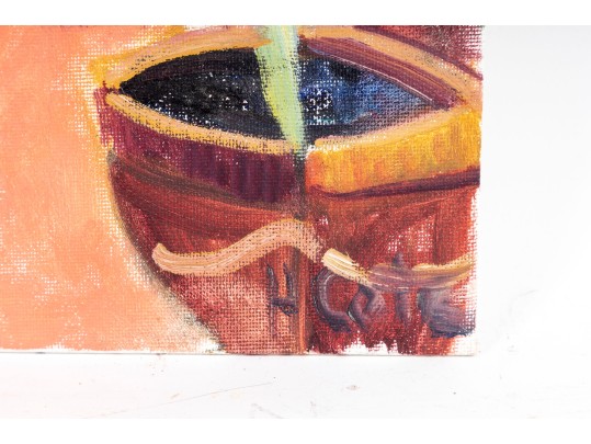 Hannah Cole Buie (American, B. 1955) Patio Scene Oil On Board Painting