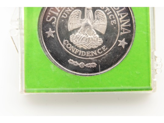 Louisiana Barco Mint Edwin Edwards Ten Gauge .999 Fine Silver Medallion W/ Certificate