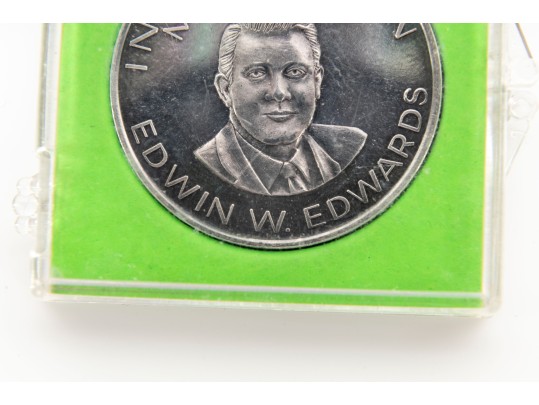 Louisiana Barco Mint Edwin Edwards Ten Gauge .999 Fine Silver Medallion W/ Certificate