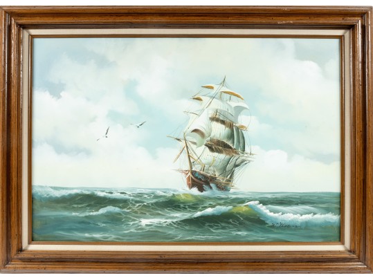 Jack Willson (20th Century) Oil On Canvas Clipper Ship Painting