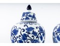 Pair Of Decorative Blue/White Porcelain Mei Ping Form Jars