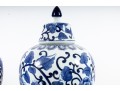 Pair Of Decorative Blue/White Porcelain Mei Ping Form Jars