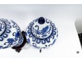 Pair Of Decorative Blue/White Porcelain Mei Ping Form Jars