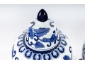 Pair Of Decorative Blue/White Porcelain Mei Ping Form Jars