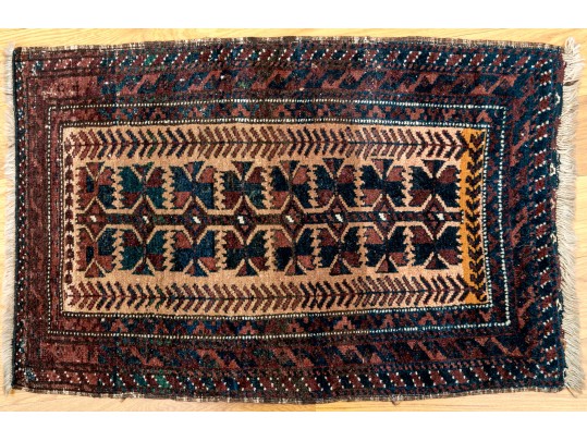 Antique Baluchi Tree Of Life Scatter Carpet, 3’ X 2’, Circa 1910-1920