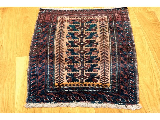 Antique Baluchi Tree Of Life Scatter Carpet, 3’ X 2’, Circa 1910-1920