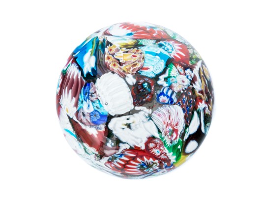 Large Art Glass Millefiori Paperweight 