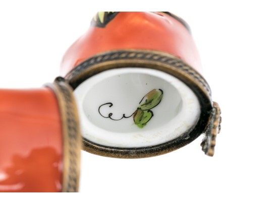 Hand Painted Porcelain Limoges Box, Chili Pepper Form