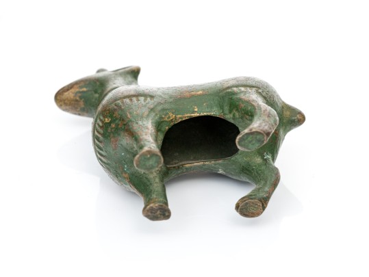 Pair Of Green Painted Cast Bronze Animal Figures