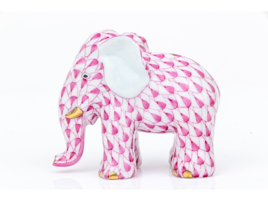 Herend Pretty Pink Fishnet Small Elephant