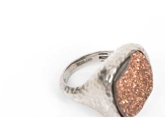 A Collection Of Two Sterling Silver Large And Stately Rings, Both Size 7