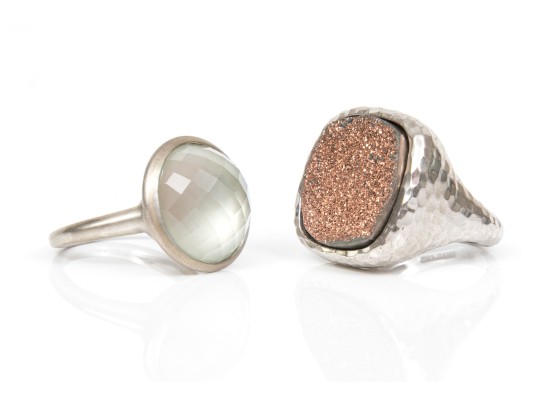 A Collection Of Two Sterling Silver Large And Stately Rings, Both Size 7