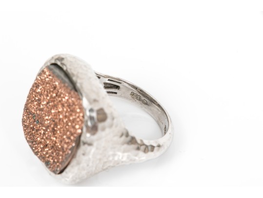 A Collection Of Two Sterling Silver Large And Stately Rings, Both Size 7