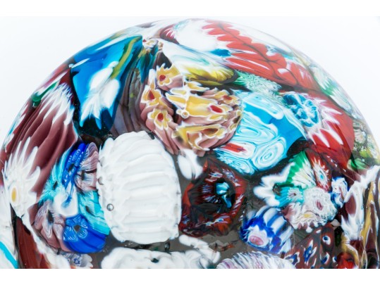 Large Art Glass Millefiori Paperweight 
