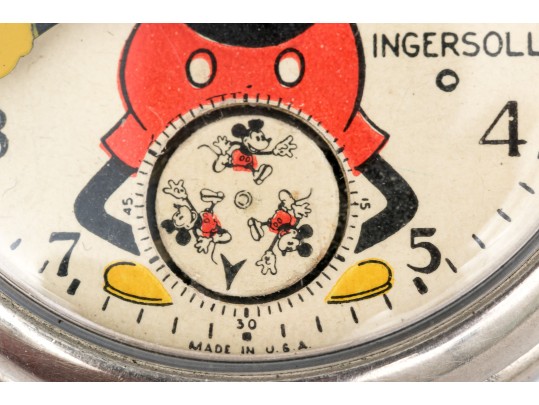 Vintage Ingersoll Mickey Mouse Open Face Pocket Watch 