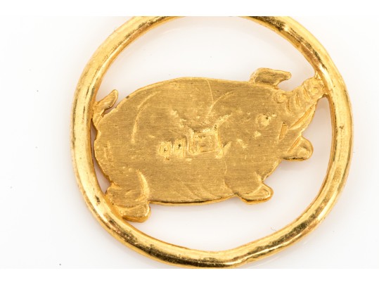 .999 Gold Charming Chubby Pig Motif Pendant