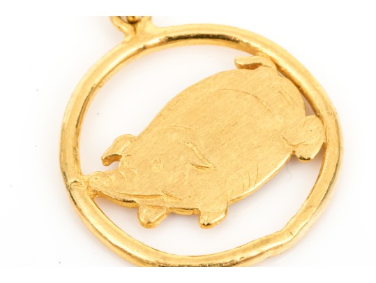 .999 Gold Charming Chubby Pig Motif Pendant