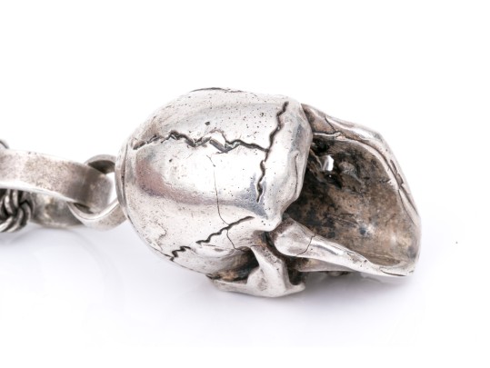 Vintage Sterling Silver Chain With Skull Pendant