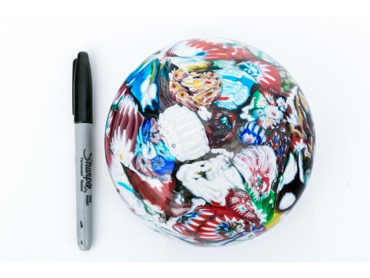 Large Art Glass Millefiori Paperweight 