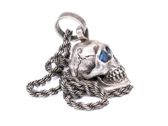 Vintage Sterling Silver Chain With Skull Pendant