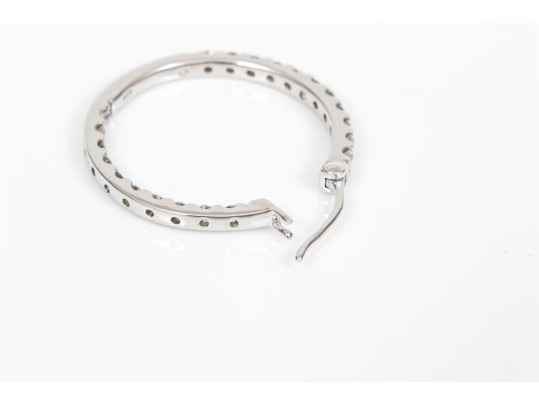 Sterling Silver Classic Round Hoop Earrings, CZ Set