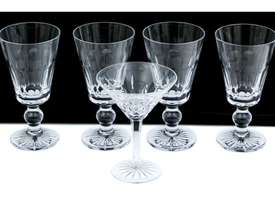 Group Of Five Pieces Waterford Crystal Stemware- Grafton Street And Lismore
