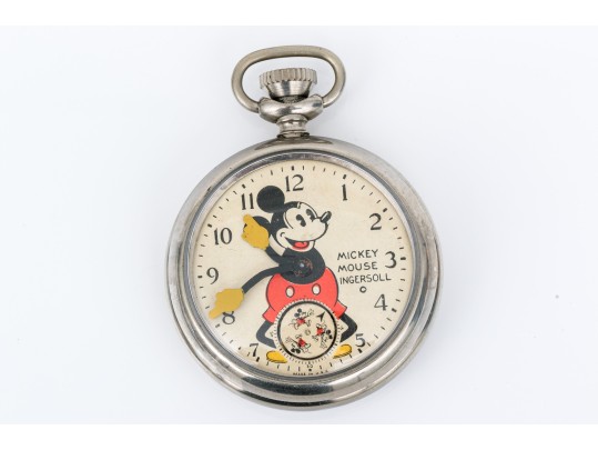 Vintage Ingersoll Mickey Mouse Open Face Pocket Watch 