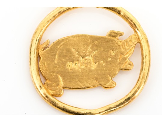 .999 Gold Charming Chubby Pig Motif Pendant