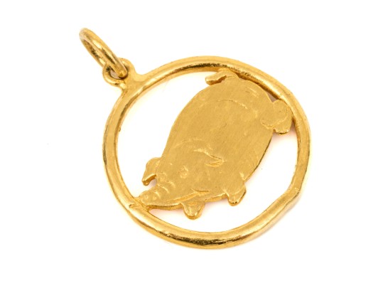 .999 Gold Charming Chubby Pig Motif Pendant