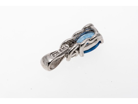Petite 10K White Gold Sapphire And Diamond Pendant