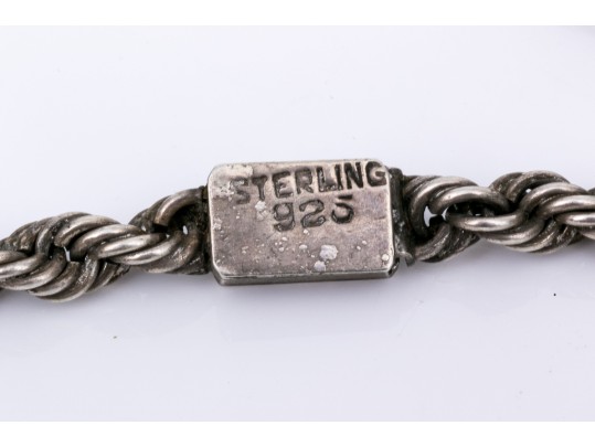 Vintage Sterling Silver Chain With Skull Pendant