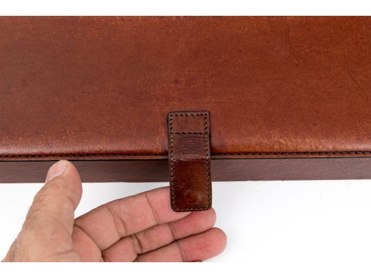 Vintage Restoration Hardware Antiqued Tan Artisan Leather Desk Box