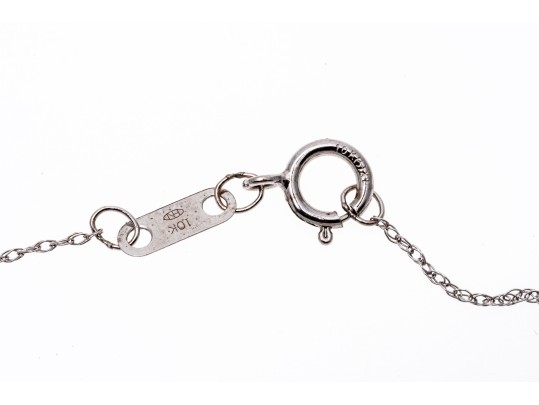 10K White Gold Necklace With Black And White Diamond Cross Pendant