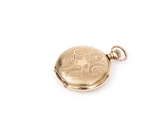 Elgin Striking Vintage Gold Filled Pocket Watch, Blue And White Porcelain Dial