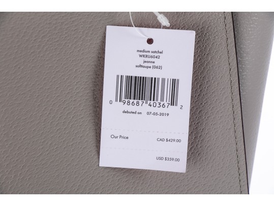 Kate Spade Jeanne Taupe Pebbled Leather Top Handle Medium Satchel, NWT, Retail $359