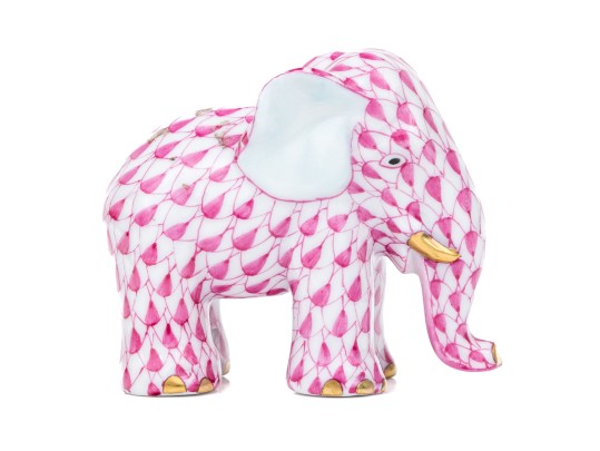 Herend Pretty Pink Fishnet Small Elephant