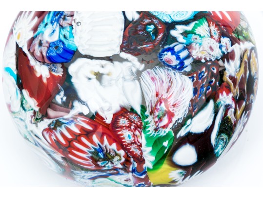 Large Art Glass Millefiori Paperweight 