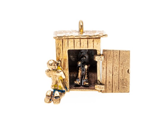 Fun 14K Outhouse Pendant / Charm