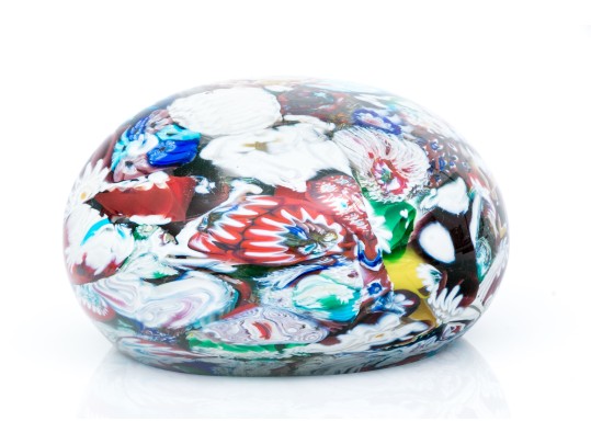 Large Art Glass Millefiori Paperweight 