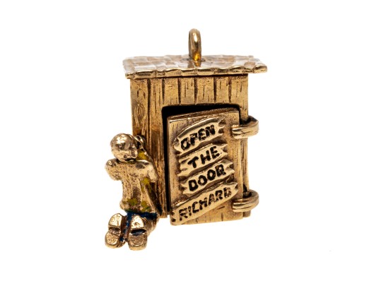 Fun 14K Outhouse Pendant / Charm